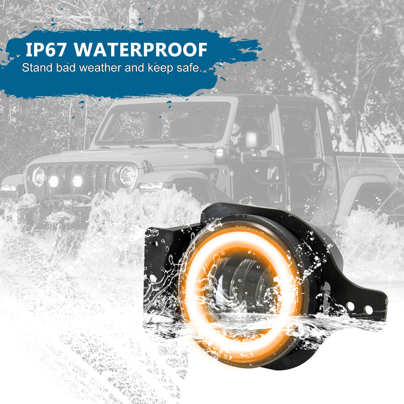 Jeep Wrangler 4" LED Fog Lights with DRL & Amber Turn Signal for Wrangler 4xe JL JLU JT Gladiator (2pcs/set)