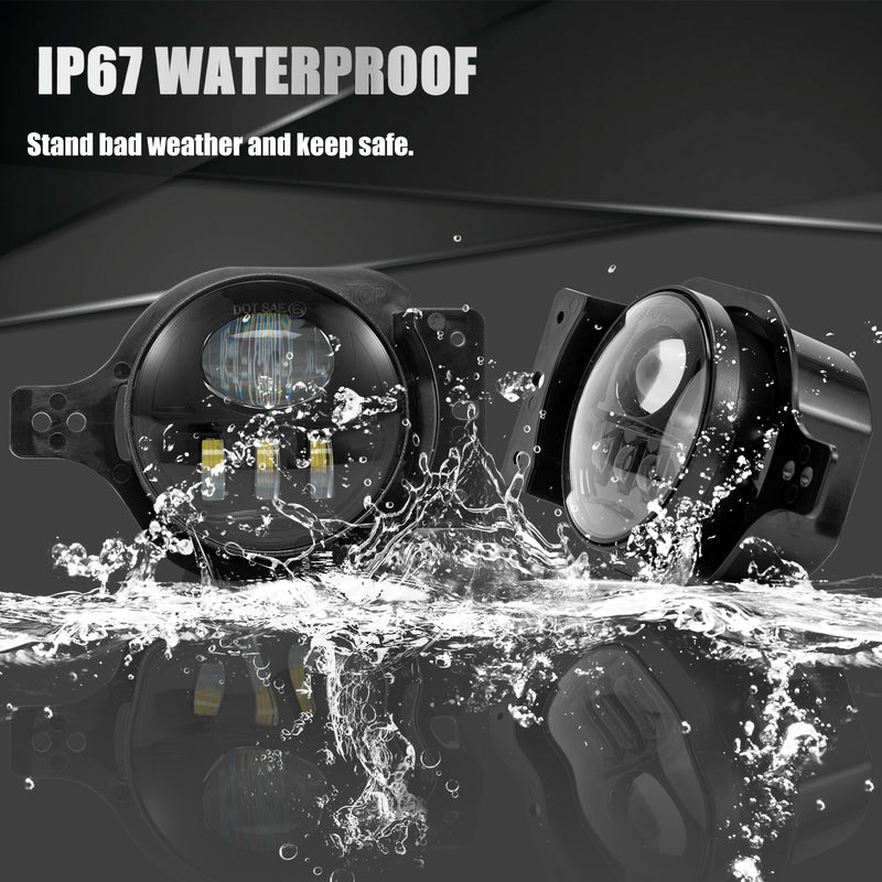 4 inch 5D LED Fog Lights for 2018-2025 Jeep Wrangler 4xe JL JLU Jeep Gladiator JT (2pcs/set)