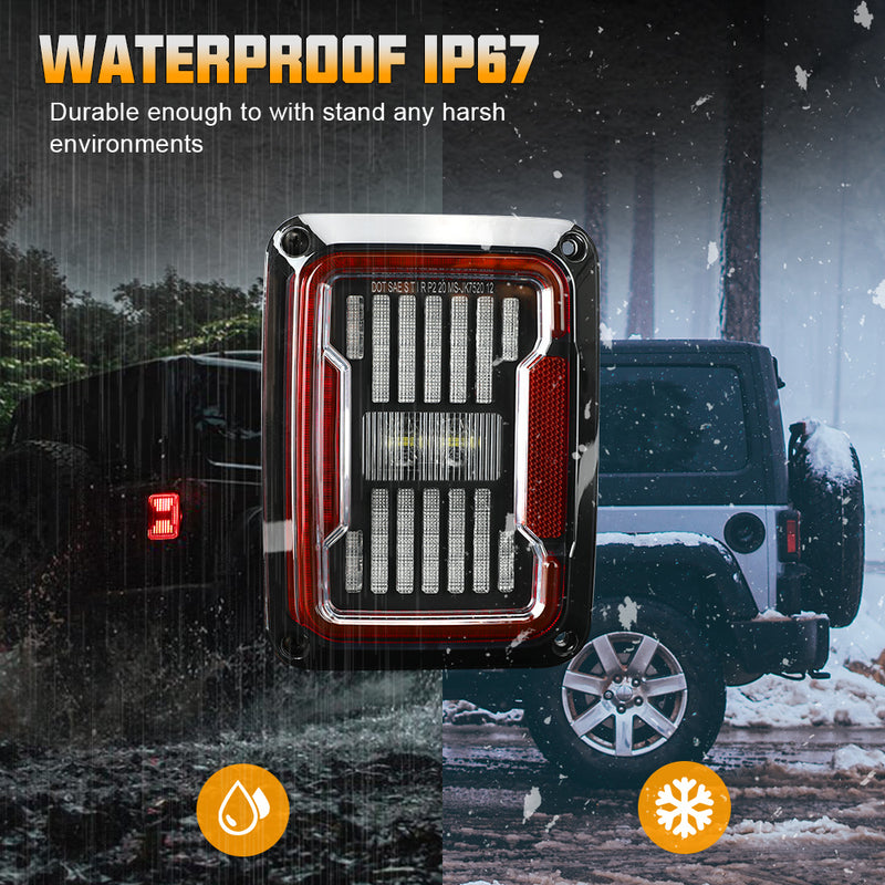 2007-2018 Jeep Wrangler JK JKU Lens LED Tail Lights (2pcs/set)