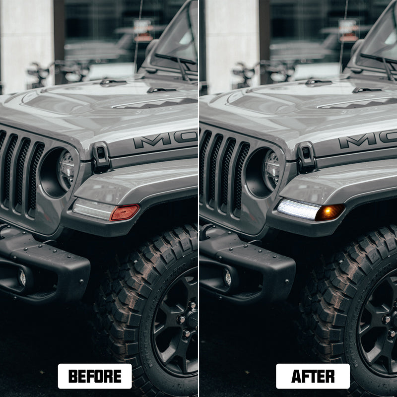 LED Fender Lights and Side Marker Lights (DOT) with Turn Signal Function for 2018-2025 Jeep Wrangler 4xe JL/JLU and Jeep Gladiator