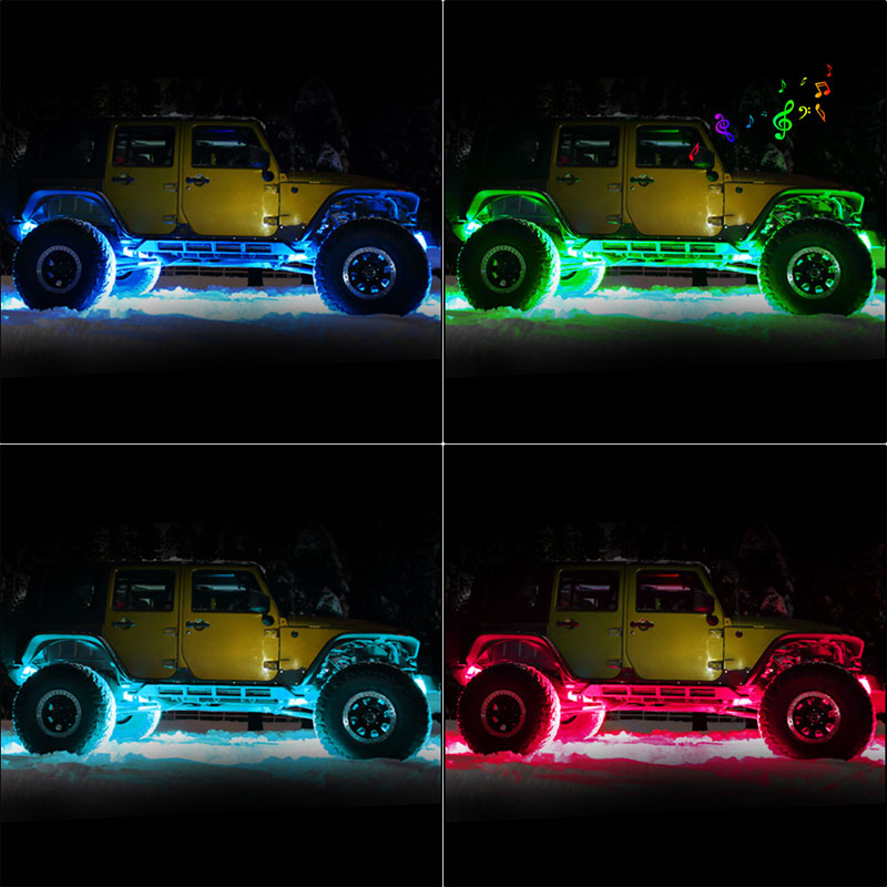 Sunpie RGB-W 4 pod Mini LED Rock Lights Kits Bluetooth & Remote Dual Control