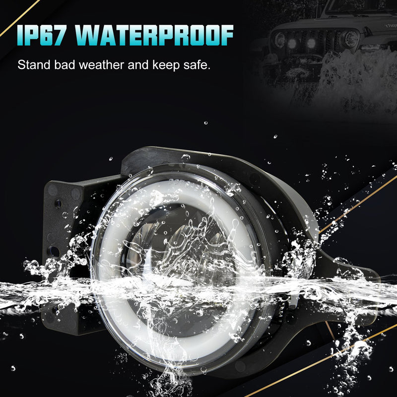 4 inch RGB Halo Rotating LED Fog Lights for 2018-2025 Jeep Wrangler 4xe JL JLU Jeep Gladiator (JT) (2pcs/set)