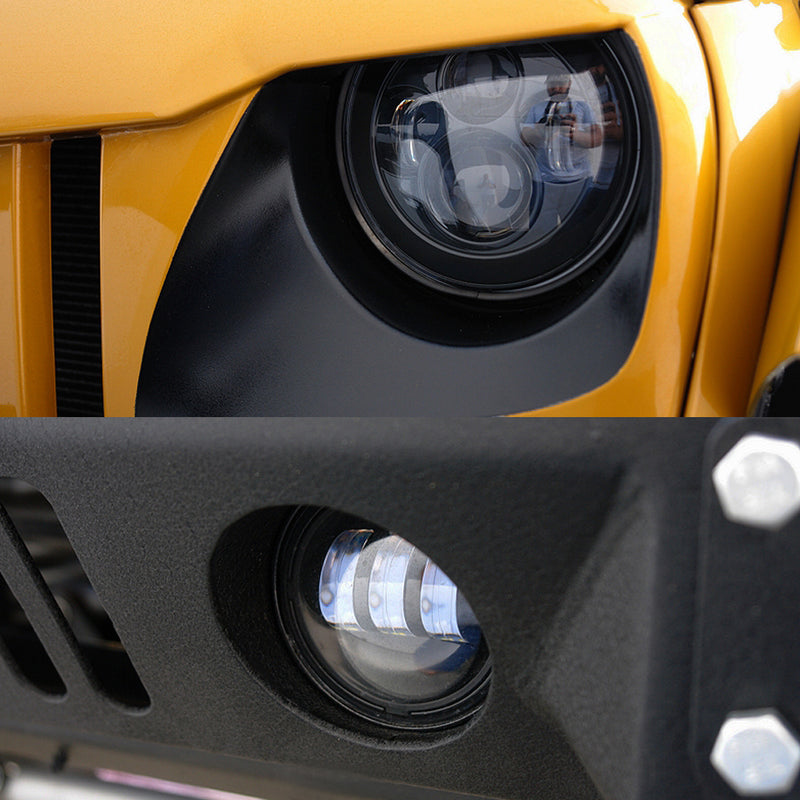 7" LED Headlights + 4"fog lights Combo Kits for 1997-2018 Jeep Wrangler TJ LJ JK JKU