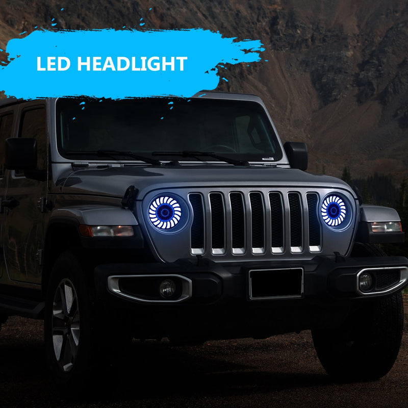 9"Rotating Series 3D LED Lens Halo Headlights with Turn Signal For 2018-2025 Jeep Wrangler JL JLU & Jeep Gladiator JT (2pcs/set)