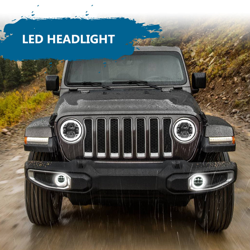 Jeep Wrangler 4" LED Fog Lights with DRL & Amber Turn Signal for Wrangler 4xe JL JLU JT Gladiator (2pcs/set)