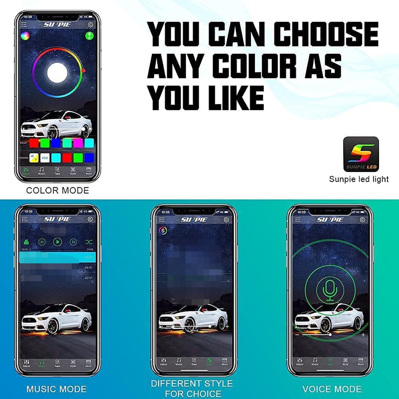 Sunpie Three-Sided Series RGBW LED Rock Light Kits, 22 LEDs, 32-96W (4/8/12 Pods)