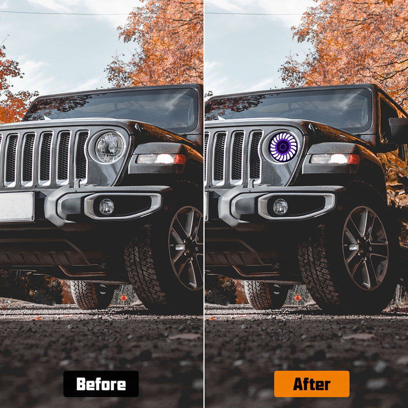 9 inch RGBW 3D LED Lens Halo Headlights with Turn Signal For 2018-2025 Jeep Wrangler JL JLU & Jeep Gladiator JT (2pcs/set)