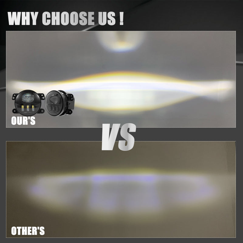 4 inch 5D Lens 60W Blcak/Chrome LED Fog Lights for 1997-2018 Jeep Wrangler TJ LJ JK JKU (2pcs/set)