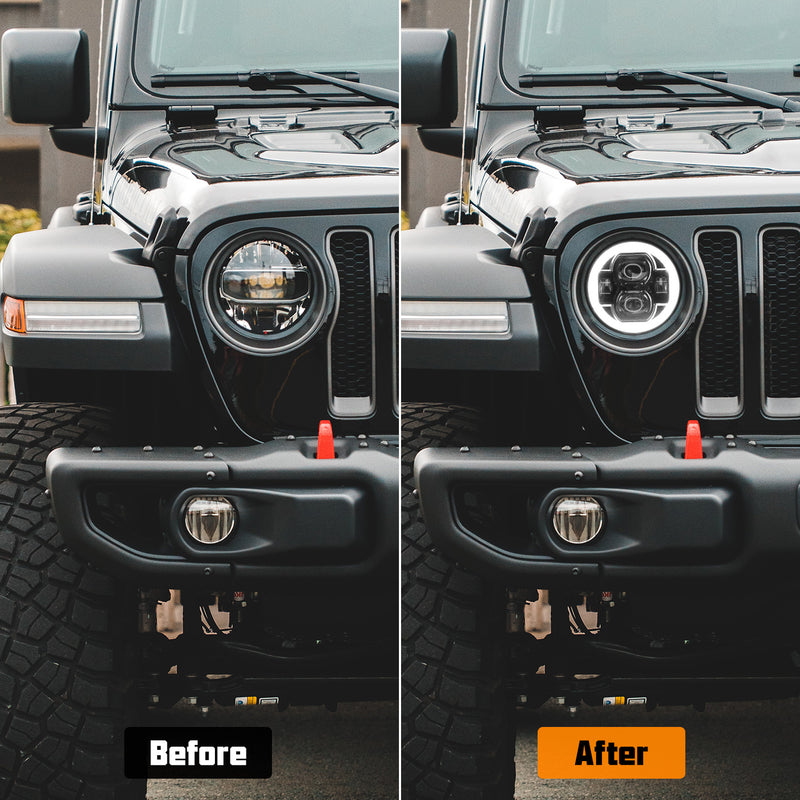 9 inch LED Headlights with DRL & Amber Turn Signal for 2018-2025 Jeep Wrangler 4xe JL/JLU Jeep JT Gladiator (2Pcs/Set)