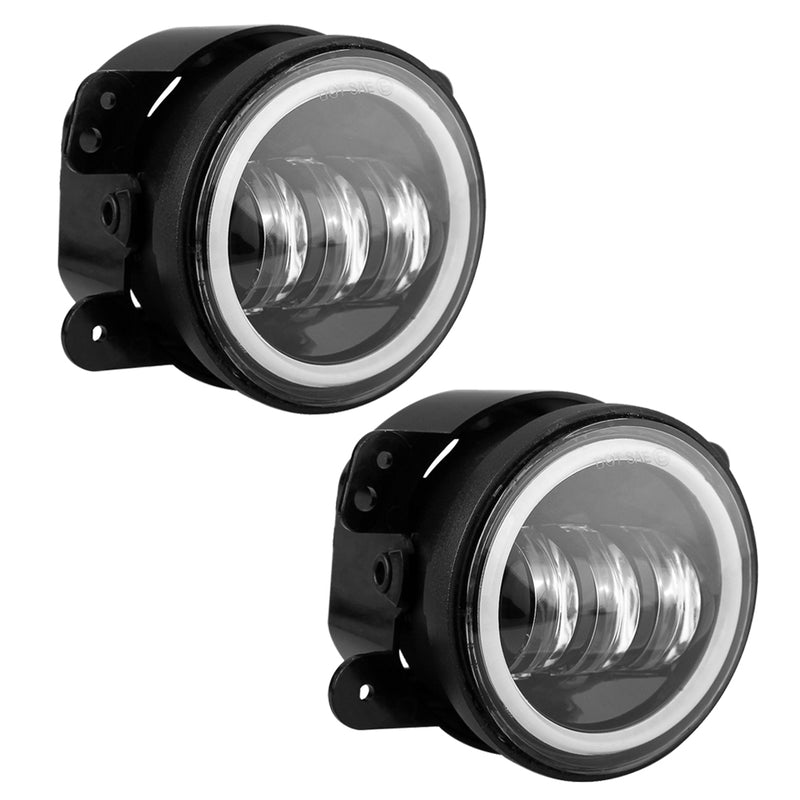 White Halo Ring 4 Inch LED Fog Light for Jeep Wrangler TJ LJ JK CJ-8  CJ-7 (2pcs/set)