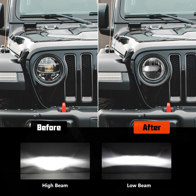 9 inch DOT White Halo DRL LED Headlights For 2018-2025 Jeep Wrangler JL/JLU & Jeep Gladiator JT (2Pcs/Set)