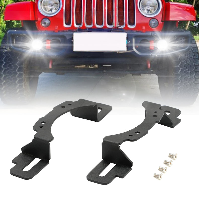 4 Inch LED Fog Light Modified Metal Bracket Adapter Front Bumper Mounting for Jeep Wrangler Hard Rock, Rubicon X, 10th Anniversary Editions, JT (2 PCS)