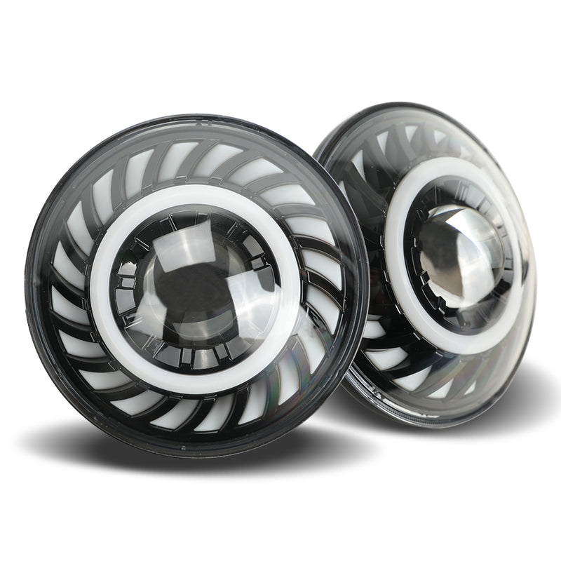 7" RGB 3D LED Lens Halo Rotating Series Headlights with Turn Signal for 1997-2018 Jeep Wrangler TJ LJ JK JKU(2pcs/set)