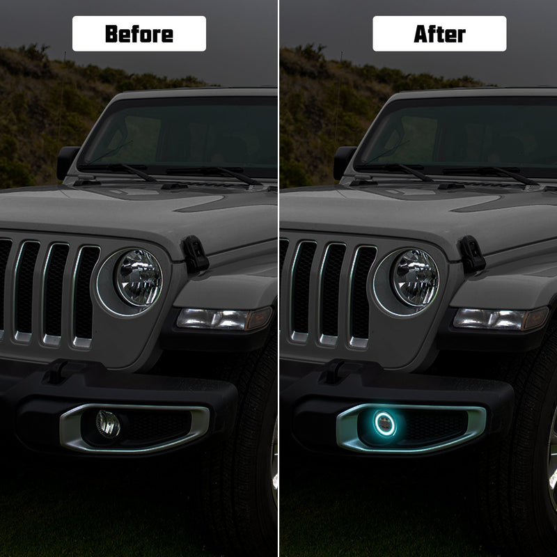 4 inch RGB Halo Rotating LED Fog Lights for 2018-2025 Jeep Wrangler 4xe JL JLU Jeep Gladiator (JT) (2pcs/set)