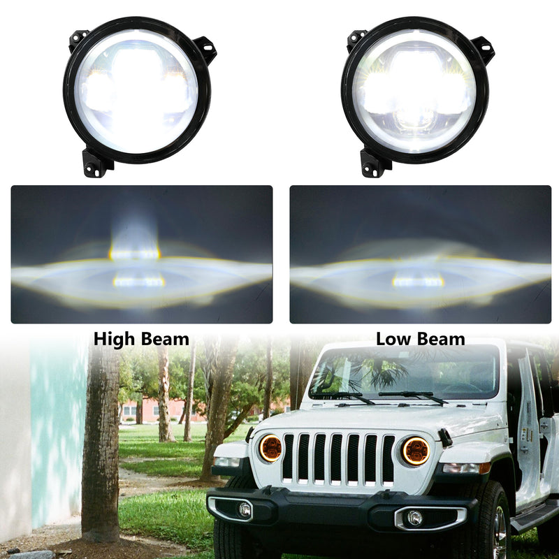 9 inch LED Headlights with DRL & Amber Turn Signal for 2018-2025 Jeep Wrangler 4xe JL/JLU Jeep JT Gladiator (2Pcs/Set)