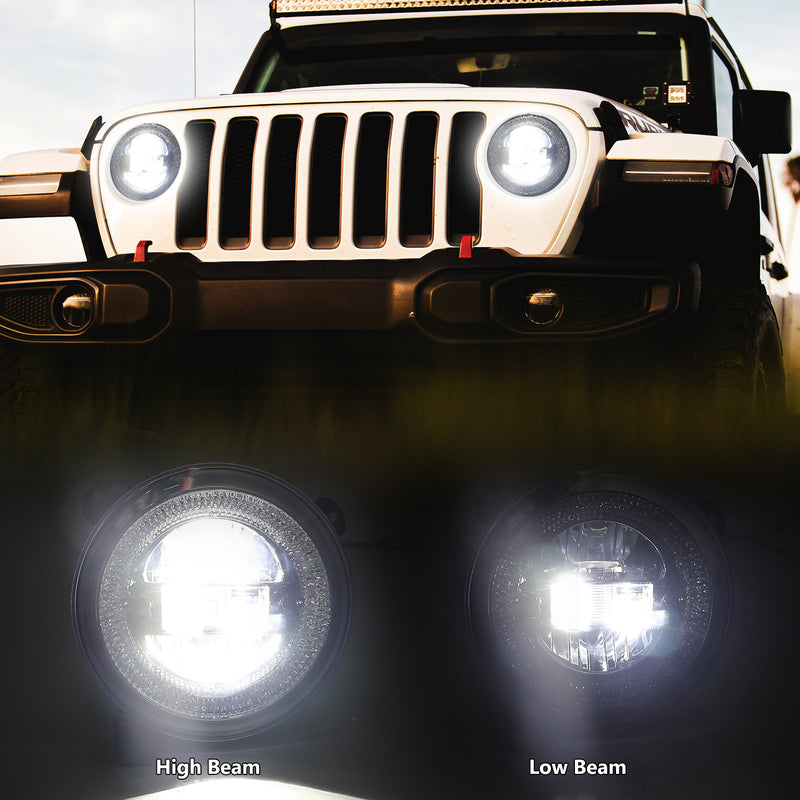 9 inch Diamond Series RGB Halo LED Headlight for 2018-2025 Jeep Wrangler 4xe JL/JLU (2 Doors/4 Doors) & Jeep Gladiator JT (2Pcs/Set)