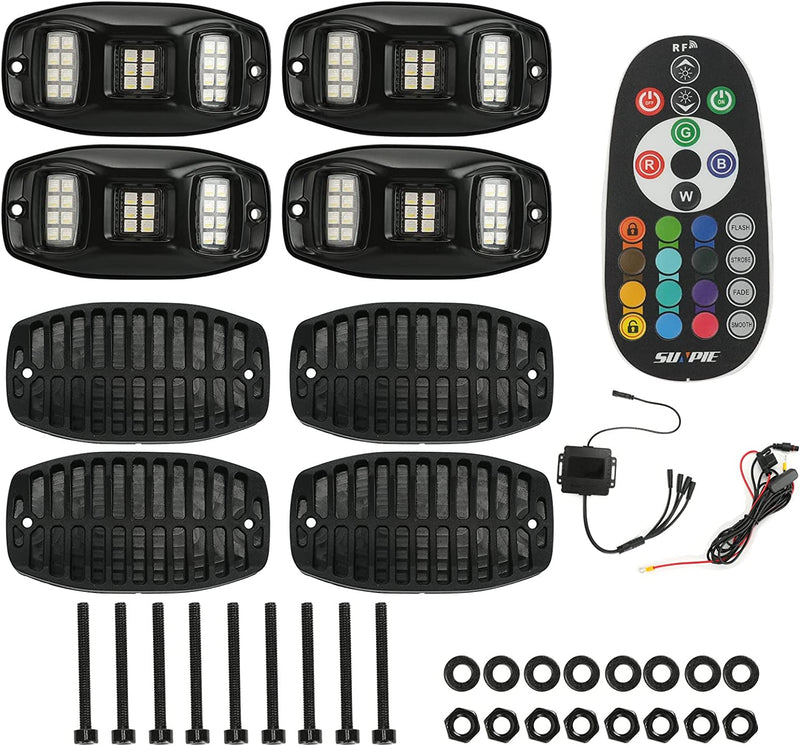 Sunpie Three-Sided Series RGBW LED Rock Light Kits, 22 LEDs, 32-96W (4/8/12 Pods)