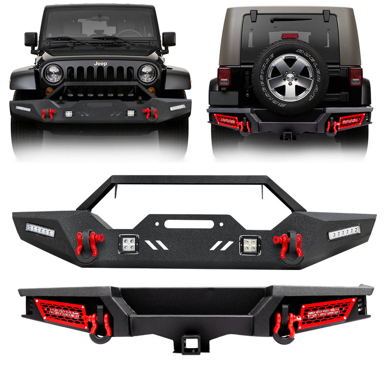 Jeep Front & Rear Bumpers Combo Kits for 2007-2018 Jeep Wrangler JK/JKU