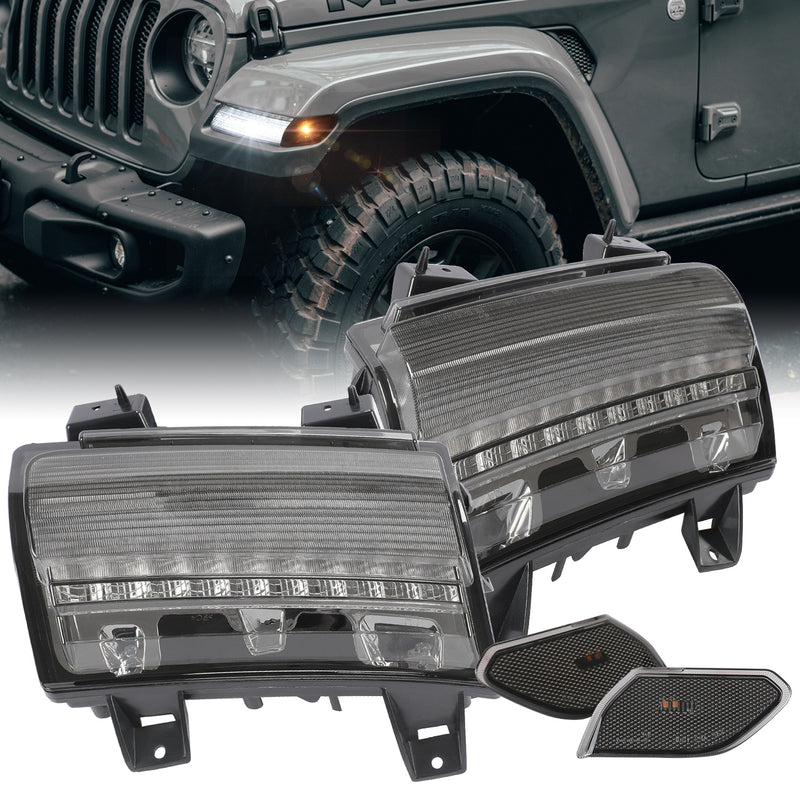 LED Fender Lights and Side Marker Lights (DOT) with Turn Signal Function for 2018-2025 Jeep Wrangler 4xe JL/JLU and Jeep Gladiator
