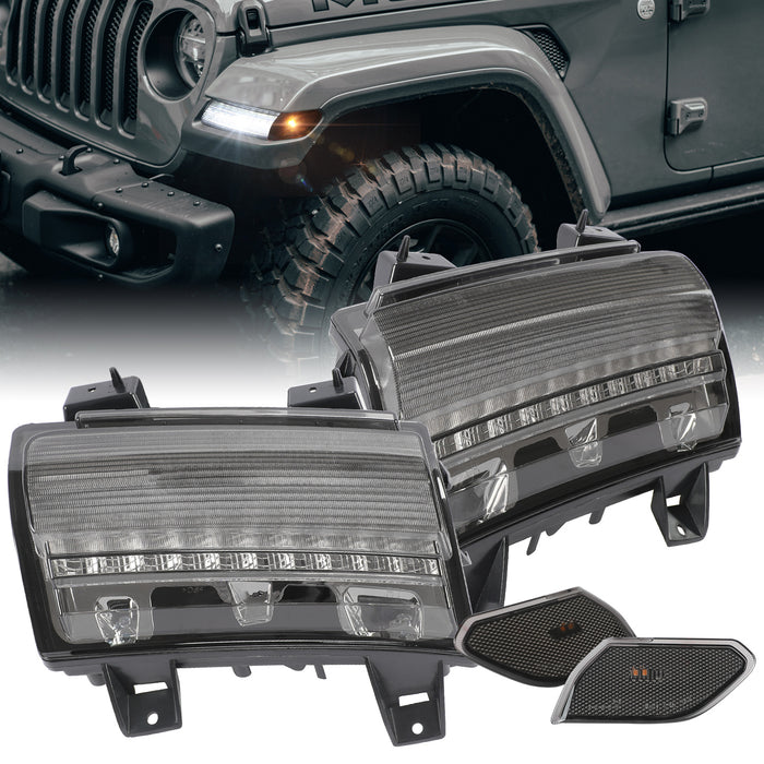 LED Fender Lights and Side Marker Lights (DOT) with Turn Signal Function for 2018-2024 Jeep Wrangler JL/JLU and Jeep Gladiator