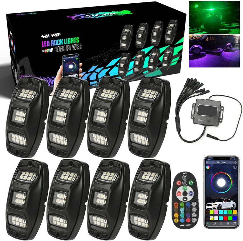 Sunpie Three-Sided Series RGBW LED Rock Light Kits, 22 LEDs, 32-96W (4/8/12 Pods)