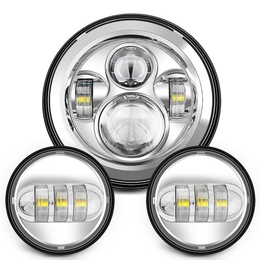 Sunpie 7" Chrome Harley Daymaker LED Headlight+ 4.5" Fog Light kit - Sunpie