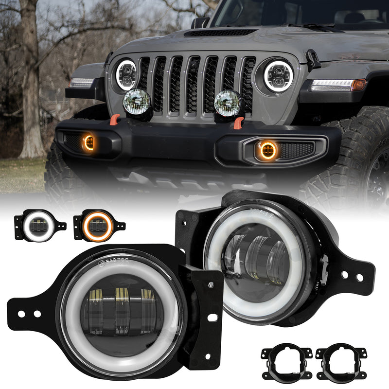Jeep Wrangler 4" LED Fog Lights with DRL & Amber Turn Signal for Wrangler 4xe JL JLU JT Gladiator (2pcs/set)
