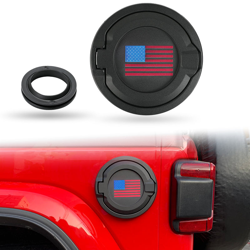 Gas Cap Cover & Fuel Doors with Pattern for 2018-2025 Wrangler JL JLU 4xe