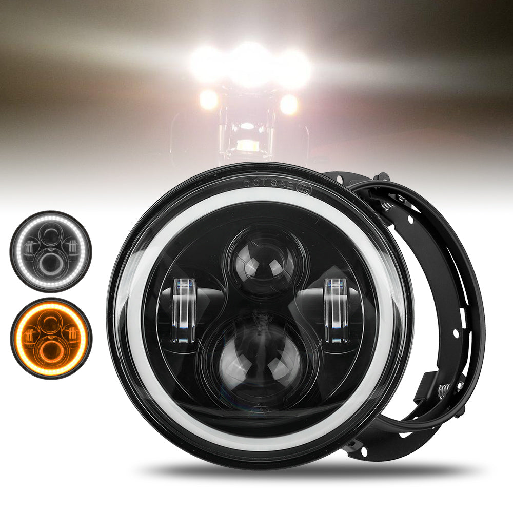 Harley-Davidson 7-inch LED Headlight with Integrated Turn Signals, DRLs, and Mounting Bracket Kit