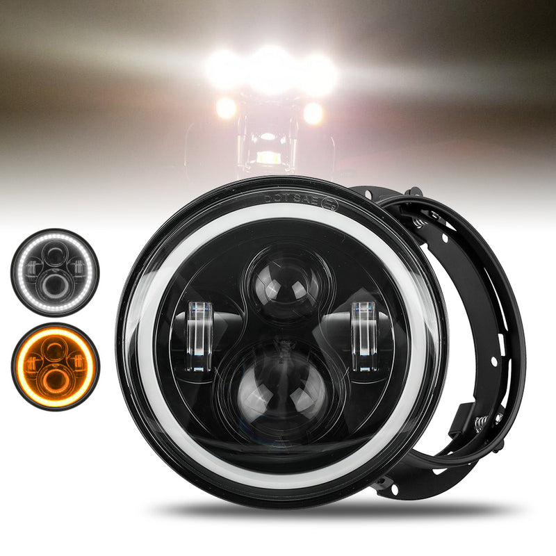 Harley-Davidson 7-inch LED Headlight with Integrated Turn Signals, DRLs, and Mounting Bracket Kit