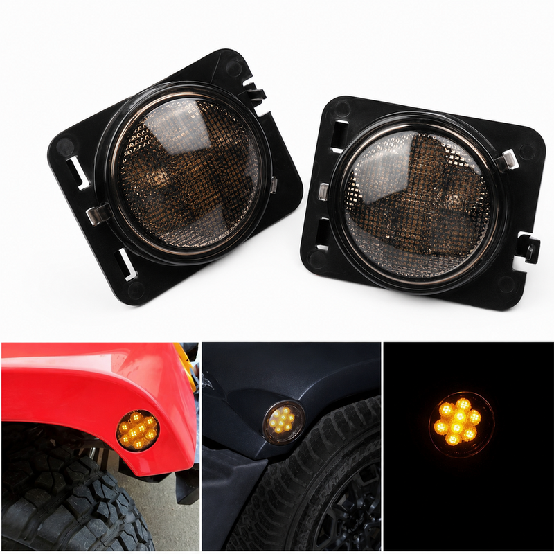 LED Side Maker Lights/Front Parking Turn Lamp for 2007-2018 Jeep Wrangler JK/JKU 2/4-Doors (2pcs/set)