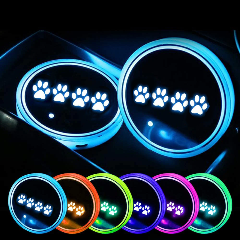 Sunpie Car RGB LED Cup Holder Mats Lights for Jeep Wrangler JK JKU Accessories Interior Decoration Atmosphere Lamp Coaster (2pcs/set)