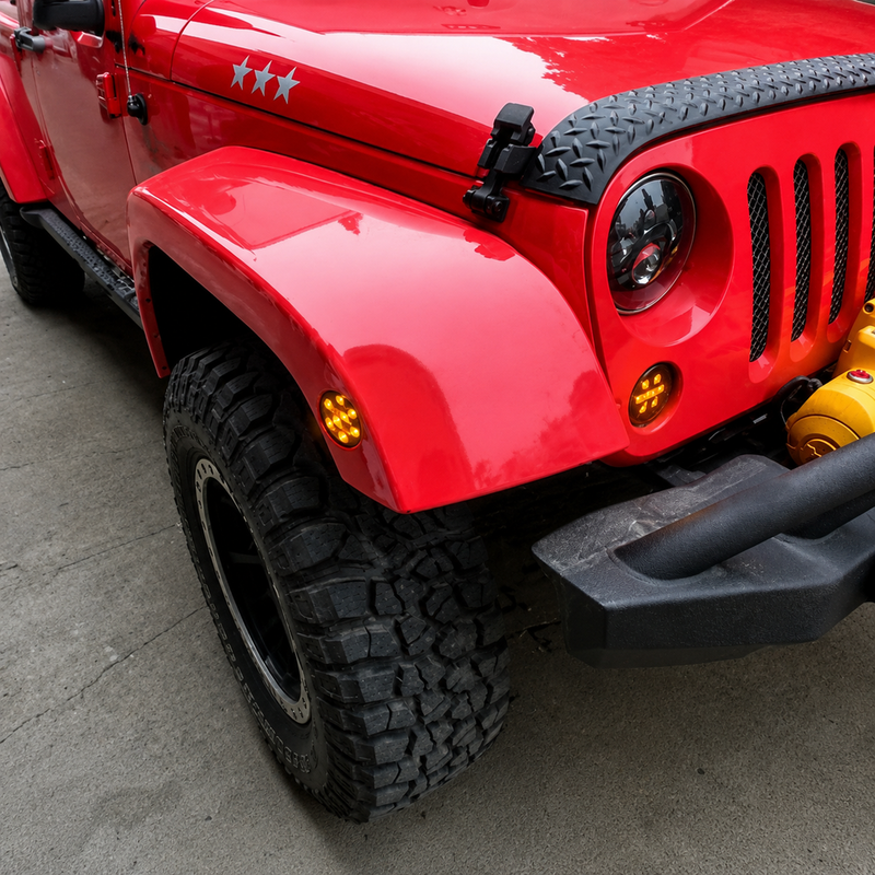 LED Side Maker Lights/Front Parking Turn Lamp for 2007-2018 Jeep Wrangler JK/JKU 2/4-Doors (2pcs/set)