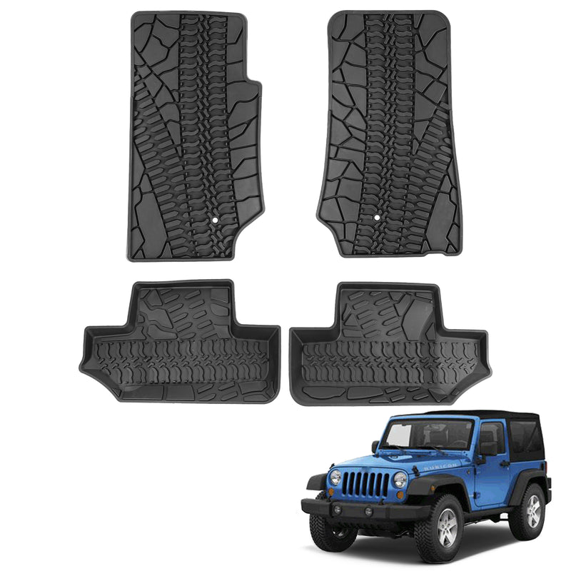 '07-'13 Jeep Wrangler JK 2-Door with Texture TPE Front & Rear Floor Mats