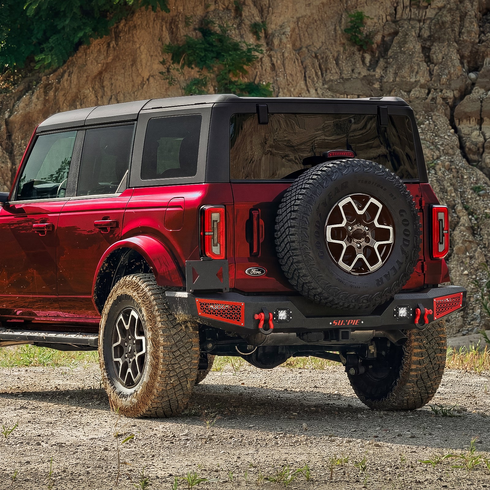 Ford Bronco Steel Front and Rear Bumpers Combo with Offroad Lights & D-rings &  Sensor Mounting Hole