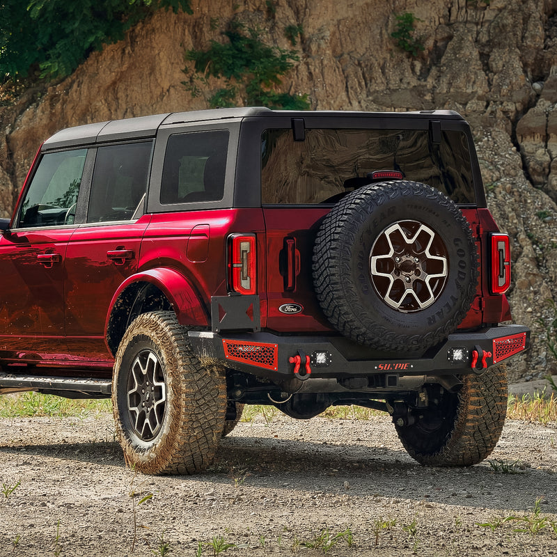Ford Bronco Steel Front and Rear Bumpers Combo with Offroad Lights & D-rings &  Sensor Mounting Hole