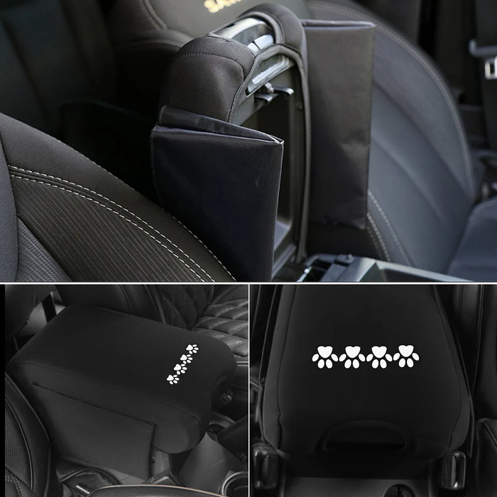 2018-2023 Jeep Wrangler JL/JLU & 2019-2023 Jeep Gladiator JT Console Armrest Cover with Dog Paw Prints Storage Bag