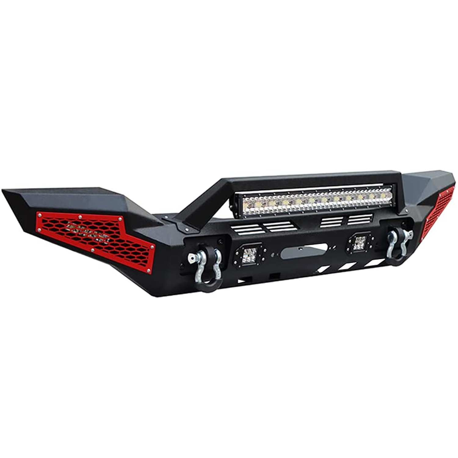 Jeep Wrangler Front Bumper with Winch Plate 5 LED Lights for JK JKU 4xe JL JLU Jeep Gladiator JT
