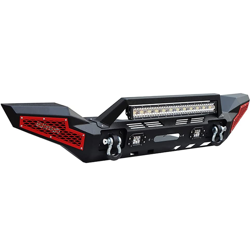 Jeep Wrangler Front Bumper with Winch Plate 5 LED Lights for JK JKU 4xe JL JLU Jeep Gladiator JT