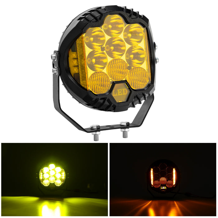 7 inch White/Amber Round Off Road Lights Amber/Yellow 80W Spot Beam for Pickup Trucks SUV UTV ATV 4x4 (2pcs/set)