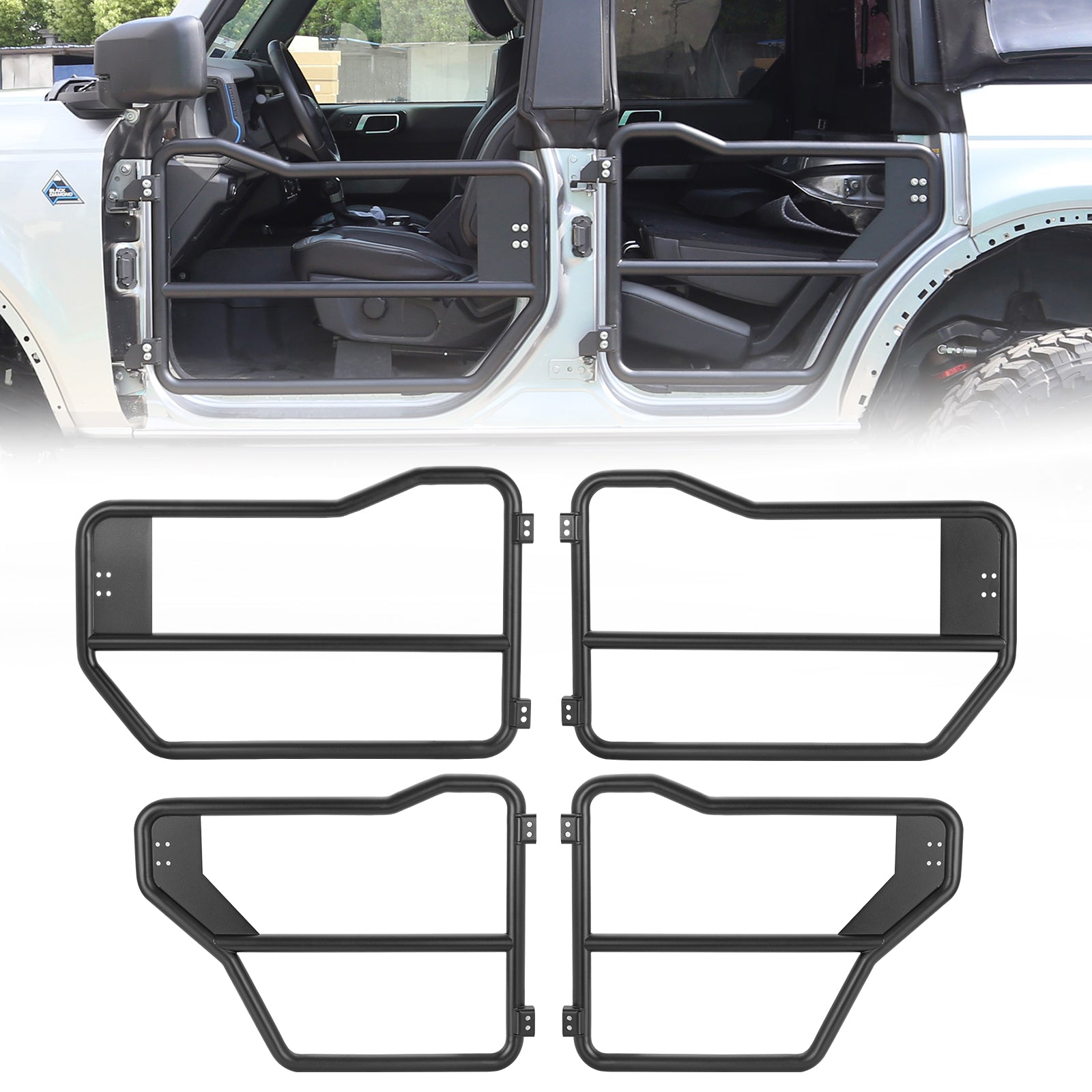 Ford Bronco Tube Doors for 2021-2026 Ford Bronco 4-Door Front and Rear Door (4PCS)