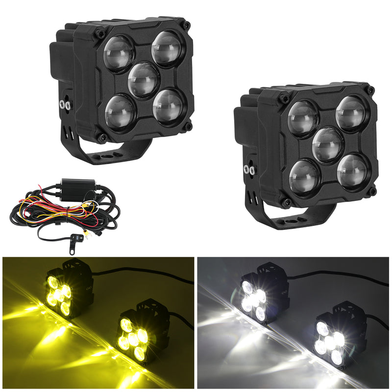 3.5" 170W LED Pod Lights, Dual Color White & Amber Off-Road Work Lights for Trucks and SUVs