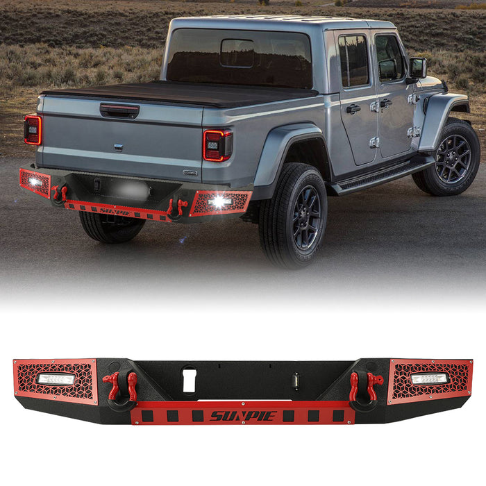2019+ Jeep Gladiator JT Rear Bumper with License Plate Holes, Sensors Holes, D-Ring and License Plate Lights