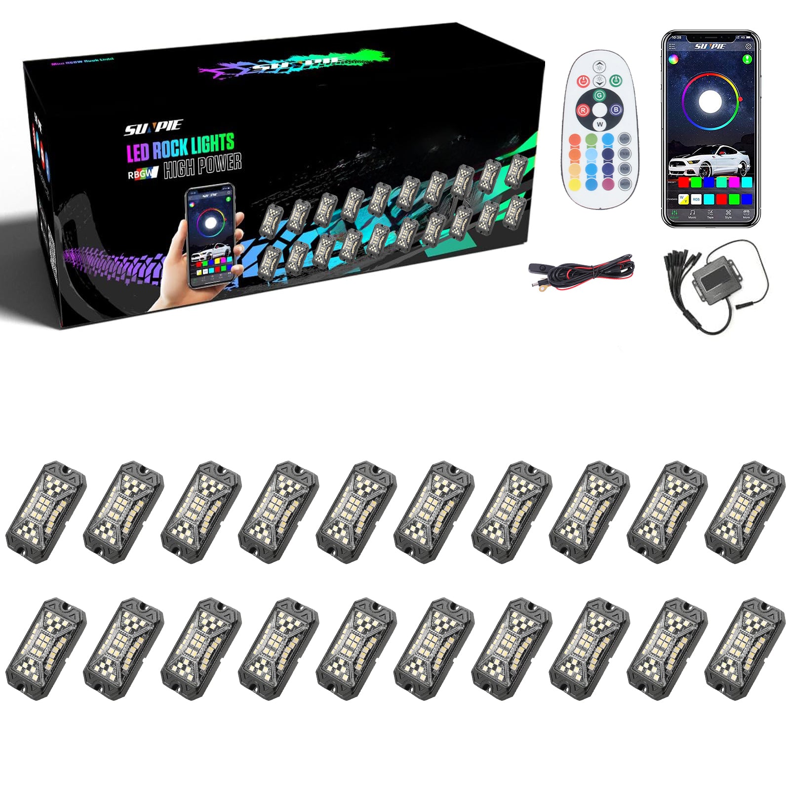SUNPIE 4Pcs/8Pcs/12Pcs High Power Wide Angle RGBW LED Rock
