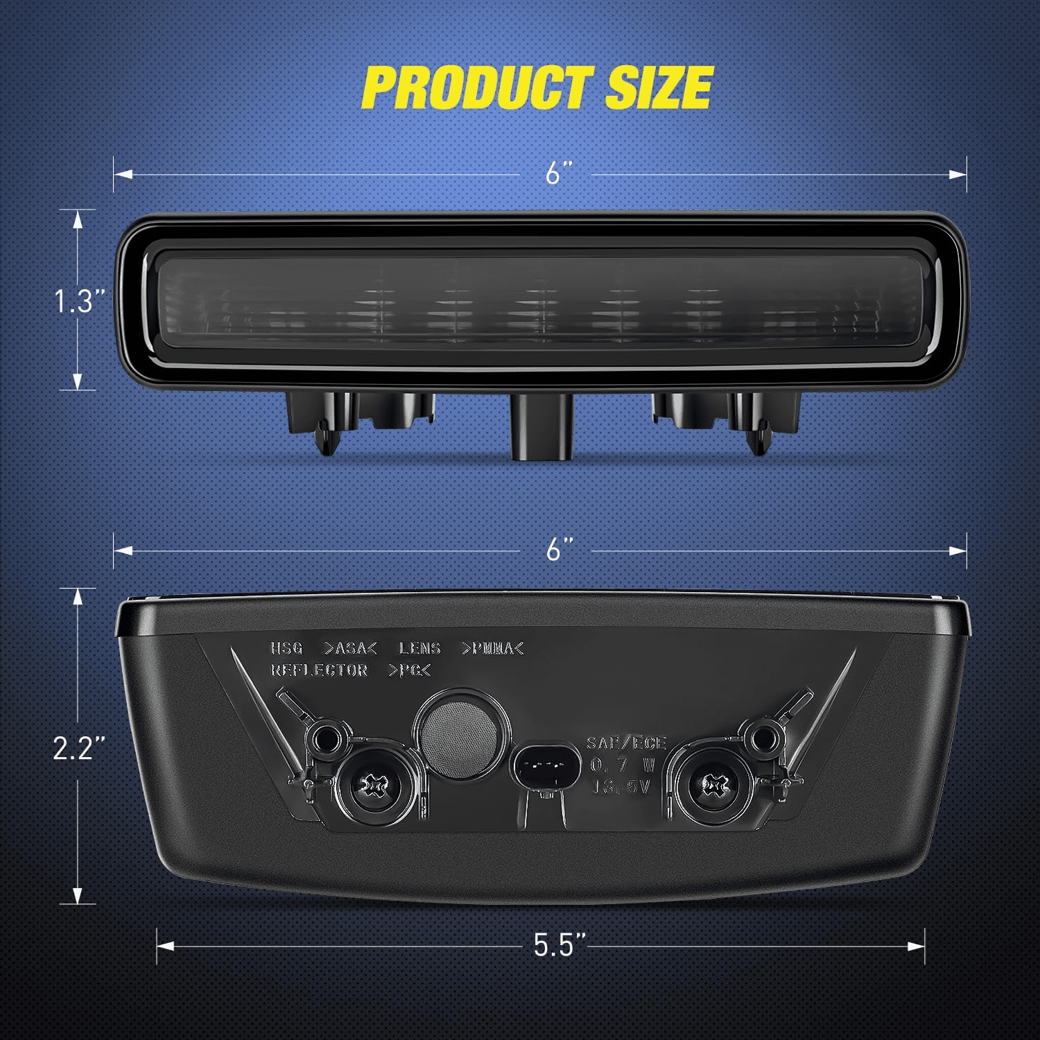 Smoked ABS Third Brake Light for 2018-2026 Jeep Wrangler 4xe JL/JLU