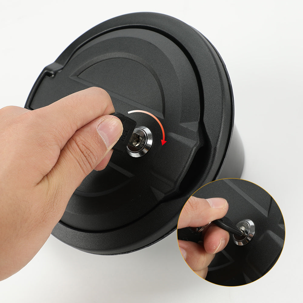 Locking Aluminum Fuel Filler Door Cover with key Accessories Compatible with 2018-2026 Jeep Wrangler 4xe JL JLU