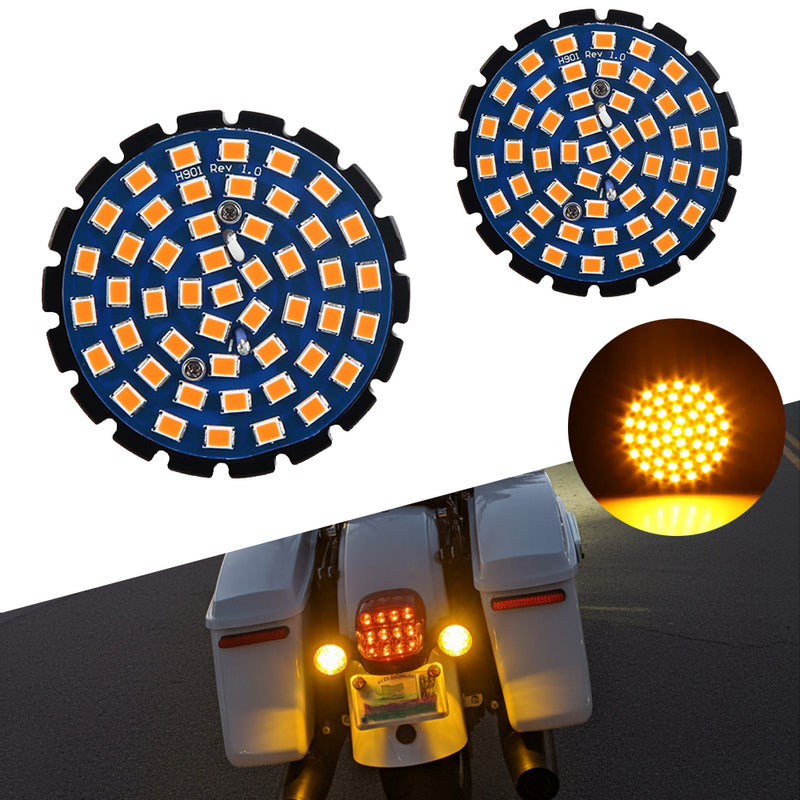 2" 1156 Rear LED Turn Signals for Harley Davidson - Bullet Style Amber Signal Bulbs (Pair)
