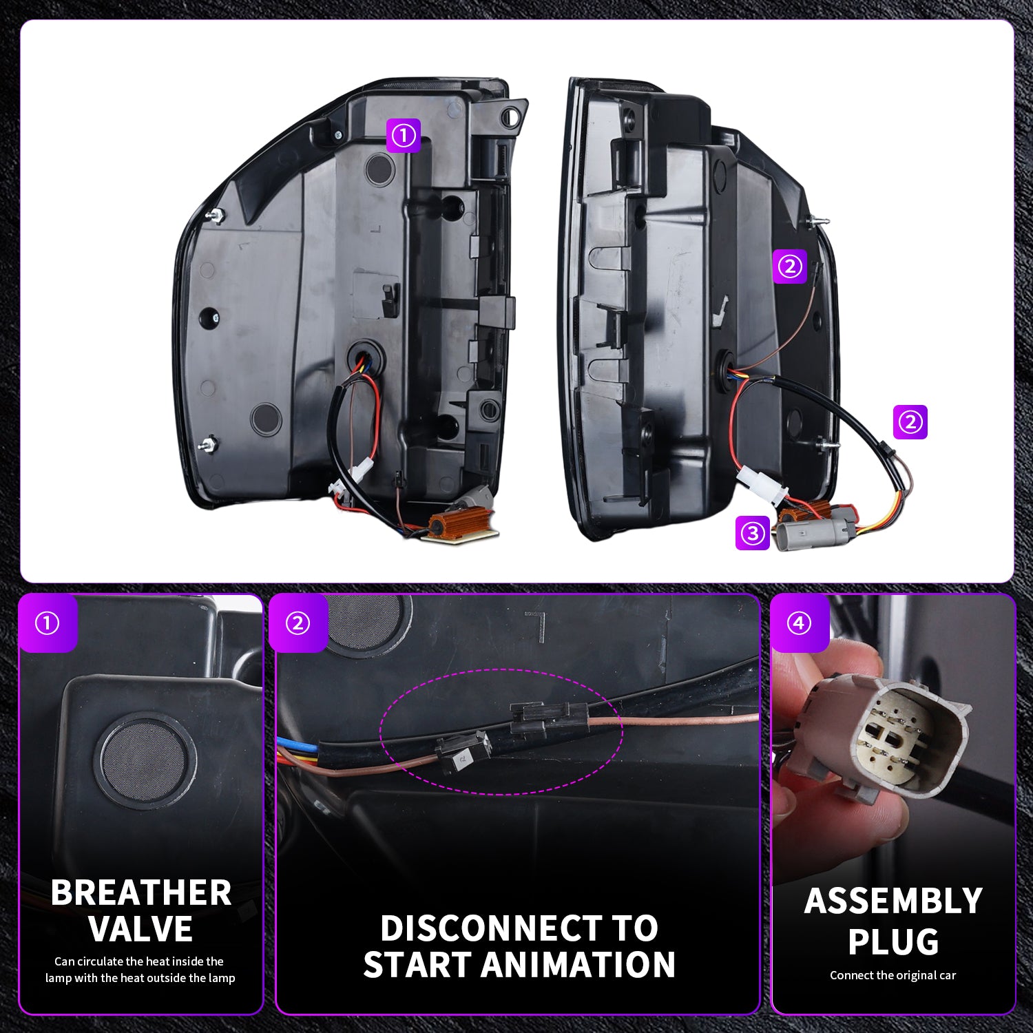 LED Tail Light Assembly Smoke PC & ABS for 2020-2026 Ford Bronco Sport Series (2Pcs/Set)
