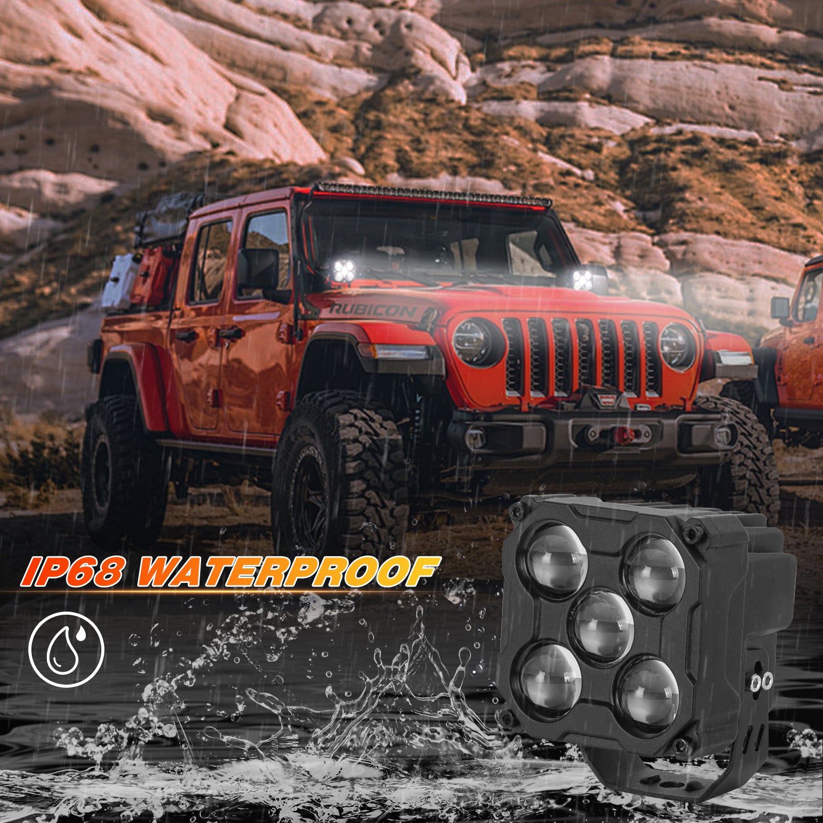 3.5" 170W LED Pod Lights, Dual Color White & Amber Off-Road Work Lights for Trucks and SUVs