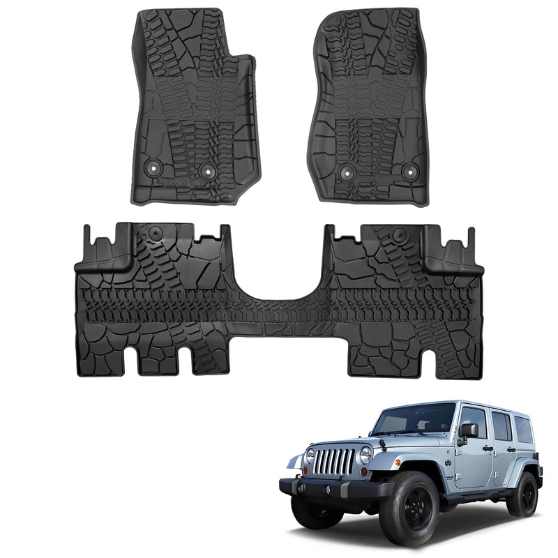 Front & Rear Floor Liners Floor Mats Compatible with 2014-2018 Jeep Wrangler JKU 4-Doors